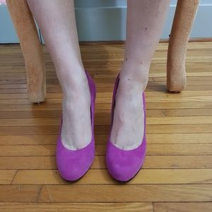 Pink suede heels